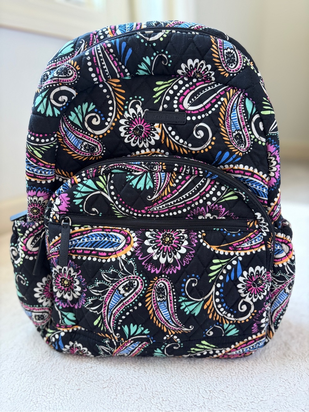Vera Bradley Quilted Paisley Print Women's Backpack - Black Multicolor